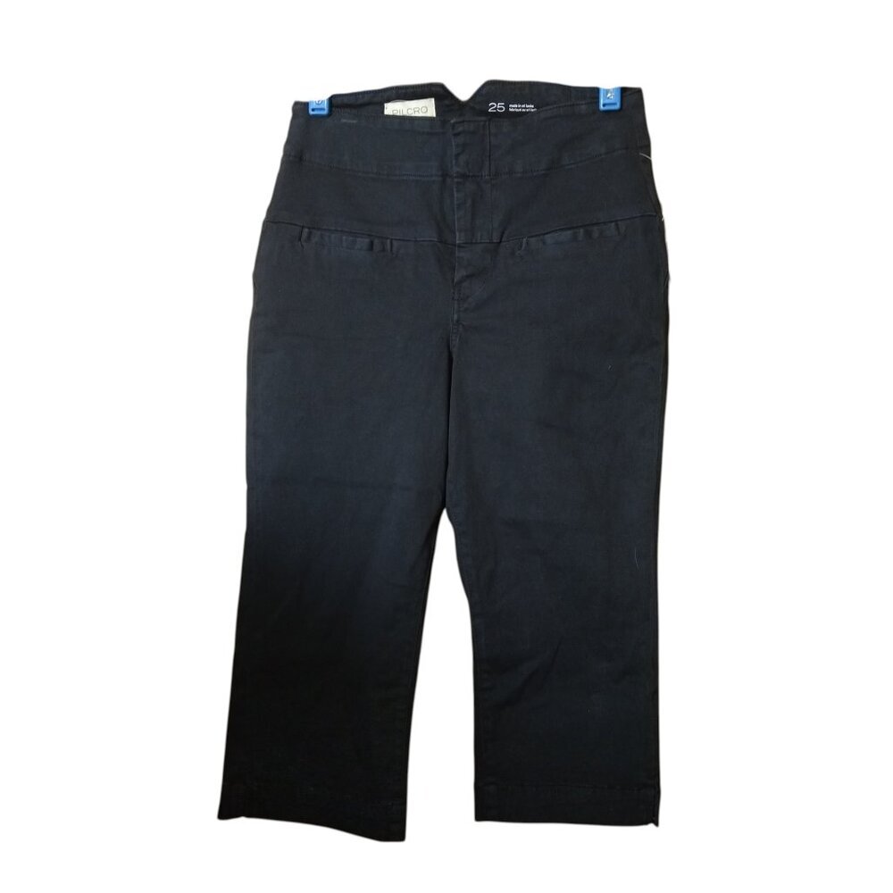 Anthropologie Pilcro Size 25 Black Capri Pants Flat Front Office Classic New